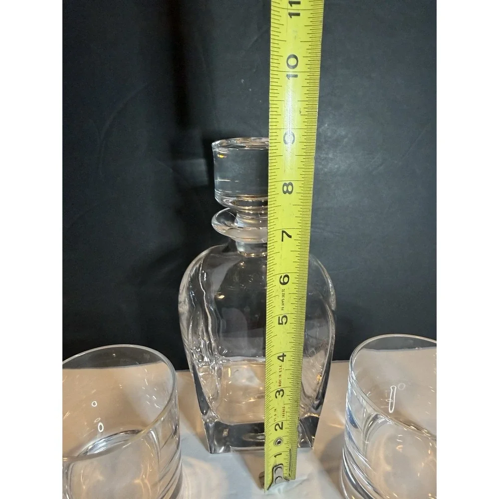 Lenox Crystal Whiskey Decanter & 2 Double Old Fashioned Glasses Bar Set